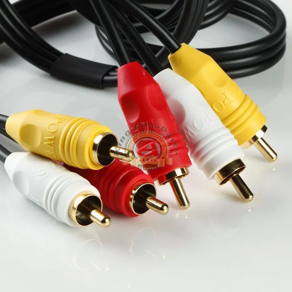 KNACK- 3Ft 3Rca Rgb Gold Plated Male Cable Colored Component Video Audio Vcr Dvd Av