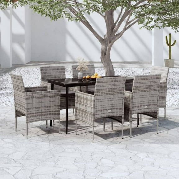 vidaXL Garden Dining Set Grey and Black