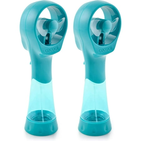 

O2COOL 3.5 inch Elite Battery Powered handheld Misting Fan for Personal Cooling Teal 2 Pack