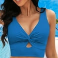 thumbnail image 3 of Duoif Bikini Top Bikini Tops for Women Cropped Tankini Tops Beach Padded Knot Cut Out Adjustable Tank Swimwear Top Swimsuit Tops for Women Blue XXL, 3 of 5
