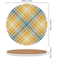 thumbnail image 3 of GZHJMY 2Pcs Round Tartan Plaid Pattern Ceramic Coasters with Cork-Backed for Coffee Drink, Cup Mat Absorbent Stone Coasters, 3 of 6