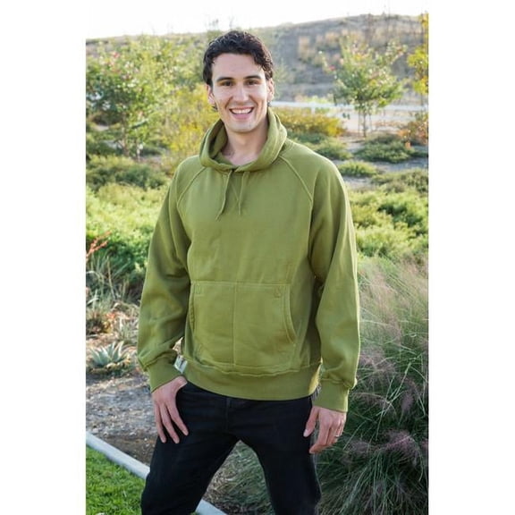 Mens Advanced Fleece Pullover Hood, Olive - Large