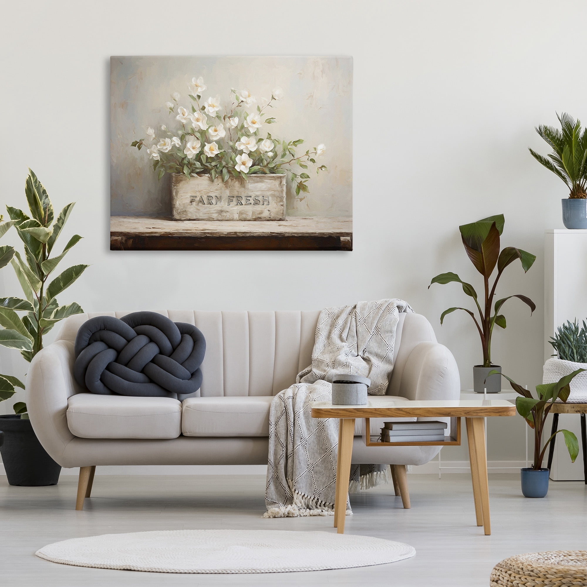 Stupell Industries Farm Fresh Flower Planter Botanical & Floral Painting Gallery Wrapped Canvas Art Print Wall Art, 48 x 36