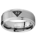 thumbnail image 2 of Tungsten Masonic 32 Triangle Design Freemason 8mm Brushed Gray Step Edges Men Ring, 2 of 2