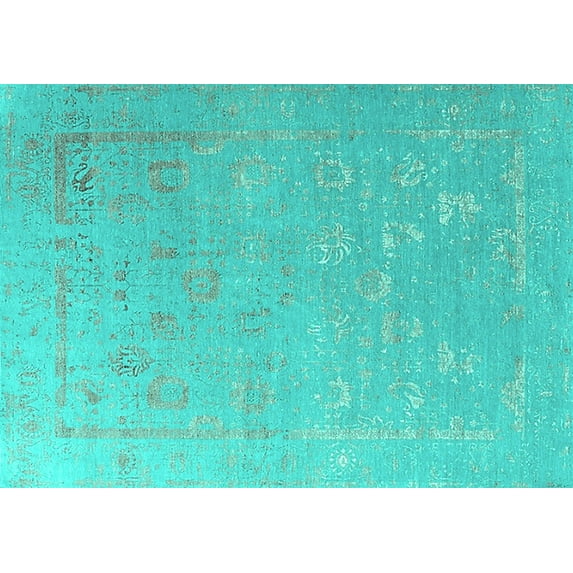Ahgly Company Indoor Rectangle Oriental Turquoise Blue Industrial Area Rugs, 2' x 3'