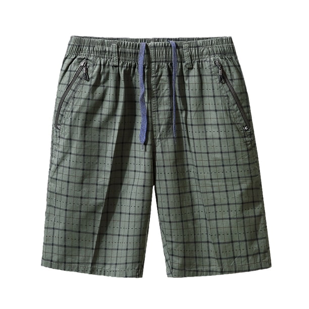Pantalones Cortos Casuales para Hombre con Cremallera de Bolsillo de Cintura Elástica Pantalones Cortos de Playa, Pantalones Cortos de Cintura Elástica para Hombre