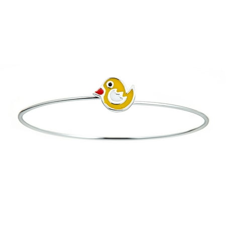Pori Jewelers 925 Sterling Silver Yellow "Rubber Duck" Enamel Kids Bangle