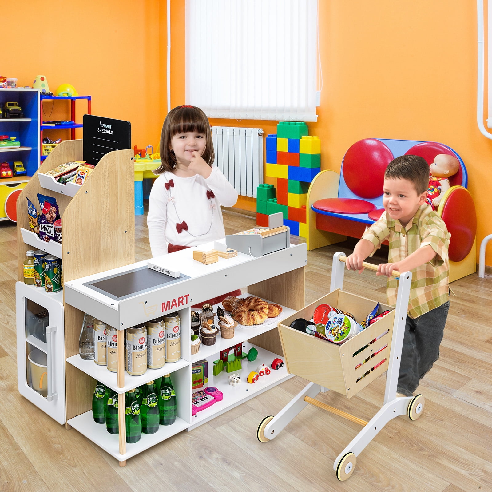 Costway Grocery Store Playset Pretend Play Supermarket Shopping