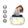 thumbnail image 2 of Yellow and White Storage Toy Bag Chair, Sleeping Crescent Moon and Stars Pattern Night Time Cartoon Illustration, Stuffed Animal Organizer Washable Bag, Small Size, Yellow White, by Ambesonne, 2 of 3