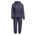 thumbnail image 6 of Womens Sweatsuits Sets Two Piece Solid Color Long Sleeve Hooded Sweatshirt and Sweatpants 2025 Fall Lightweight Casual Baggy Tracksuit, 6 of 6