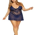 thumbnail image 2 of MesaSe Femmes Sans Manches Dos Nu V Dentelle Robe de Nuit Florale avec String Grande Taille, 2 of 6