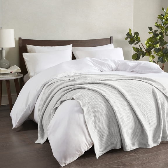 INK IVY Bree Knit Throw Premium Soft Texture Cozy Summer Blanket, 50x60, Grey