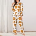 thumbnail image 2 of Pajama Sets for Women 2 Pcs, yellow biscuit Button Down Long Sleeve Sleepwear Lounge PJ Sets, 2 of 6