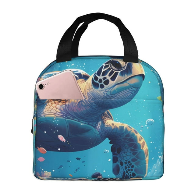Vsdgher Colorful Underwater Plant Turtle Print Lunch Bag, Lunch Box for Women Adult Men, Lunch Tote Insulated Cooler Lunch Container for Work/Office/Picnic/Travel