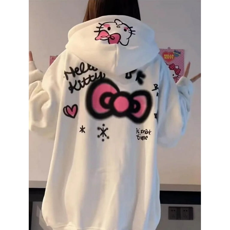 Sanrio Hello Kitty Zip Up Hoodie Streetwear Women Kawaii Girls Coat 2024 Spring New Oversized Couple Loose Top Y2k Clothes 2000s Sanrio Hello Kitty Zip Up Hoodie Streetwear Women Kawaii Girls Coat 2024 Spring New Oversized Couple Loose Top Y2k Clothes 2000s