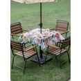 thumbnail image 4 of Outdoor Tablecloth with Umbrella Hole for Patio/Picnic/Party/Camping, Pink Flowers Waterproof Table Cloth Square Cover Washable, Spring Floral Butterfly Leaves Plants Blue Plaid (54"x 54"), 4 of 8