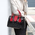 thumbnail image 4 of Genuine Leather Women's Embossed Boston Handbag, Crossbody Satchel Purse, Top Handle, 4 of 11