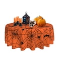 thumbnail image 1 of Mantel redondo SuqkXco con telaraña para Halloween, color naranja, 152 cm, 1 of 7