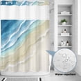 thumbnail image 2 of No Hook Shower Curtain, Blue Beach Coastal Shower Curtains for Bathroom with See Through Top Window, Summer Ocean Nautical Seaside Waterproof & Washable Bath Curtain 60"x72", 2 of 9
