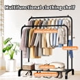 thumbnail image 5 of Clothes Rack, Double Rods Garment Rack with Storage Shelf, Clothing Rack for Hanging Clothes, Multi-functional Bedroom Clothes Rack, Black, 5 of 7