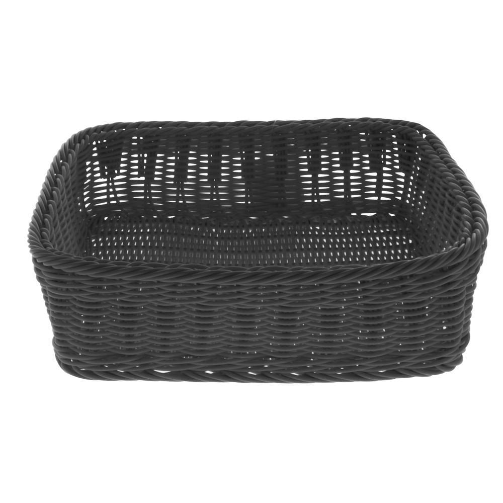 HUBERT Wicker Storage Basket, Black - 14"L x 12 3/4"W x 4"H