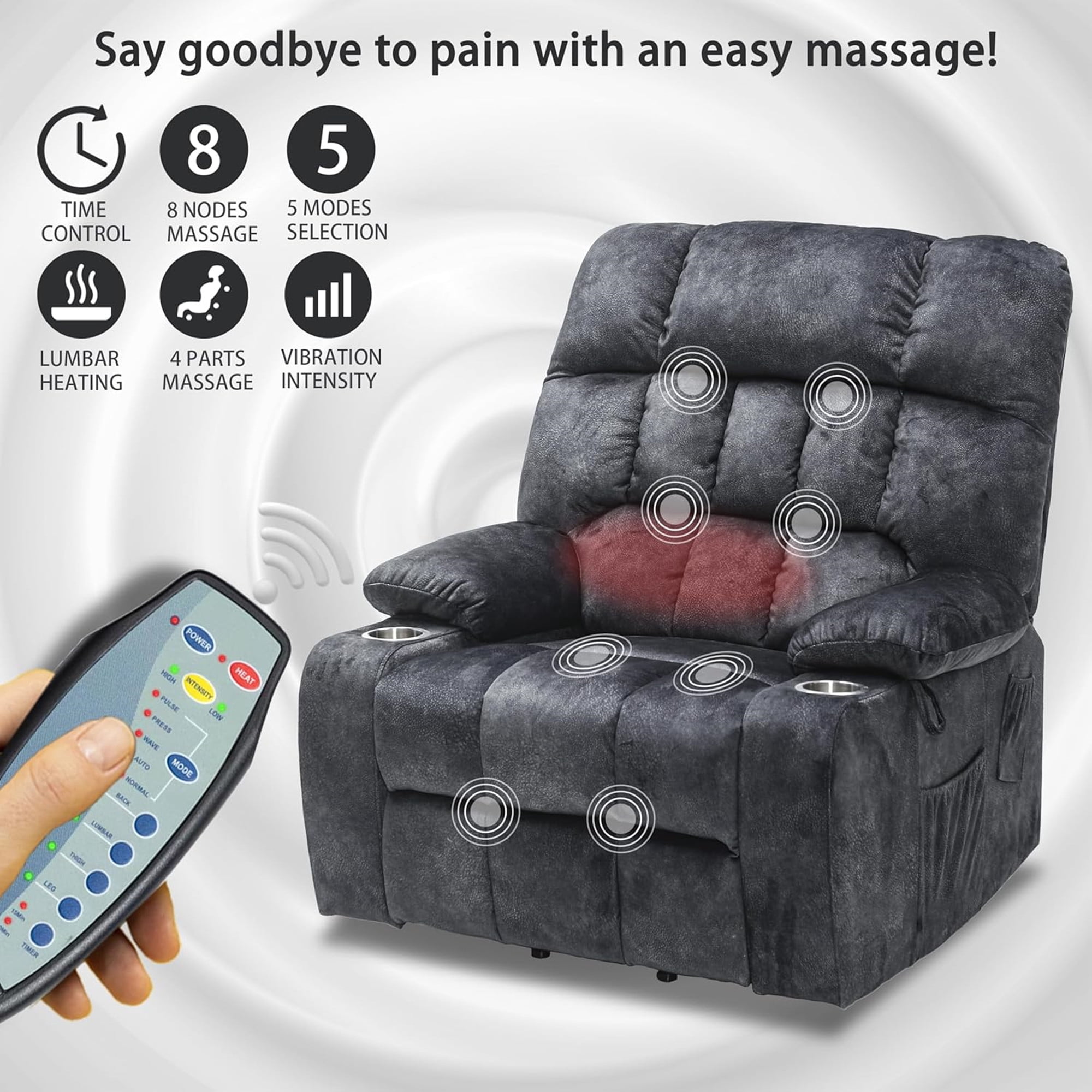 LITVZ Heavy Duty Recliner Chairs with Cup Holders for Adults Big and Tall, Oversized Power Recliner Lift Chair for Elderly, Heat and Massage, Stand Up, Lay Flat 160 Degree Sleeping