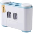 thumbnail image 1 of Soporte para cepillos de dientes, dispensador automático de pasta de dientes montado en la pared y juego de soporte para cepillos de dientes para niños y adultos (azul, rosa, gris) Adepaton LL-0031-2, 1 of 6