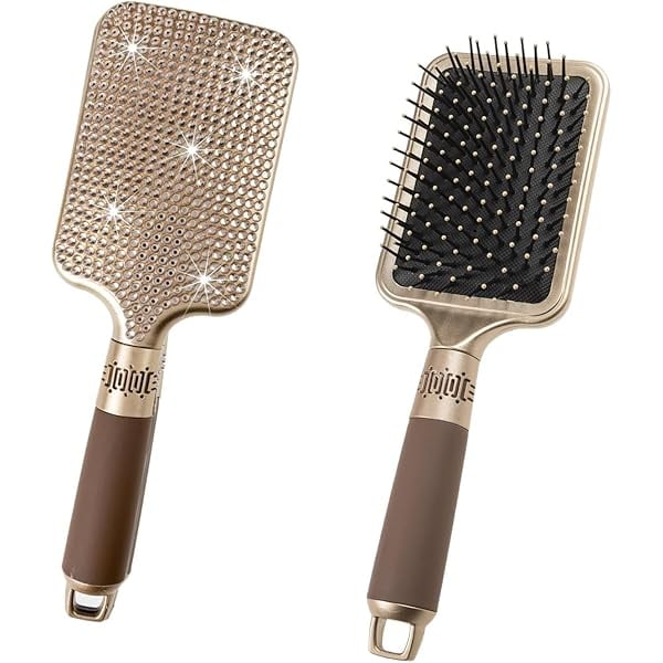 wonima11 Fshion Handmade Massage Air Cushion Champagne Crystal Paddle Brush,Premium Bling Hair brush,Rhinestone Detangle Hair Comb For Women