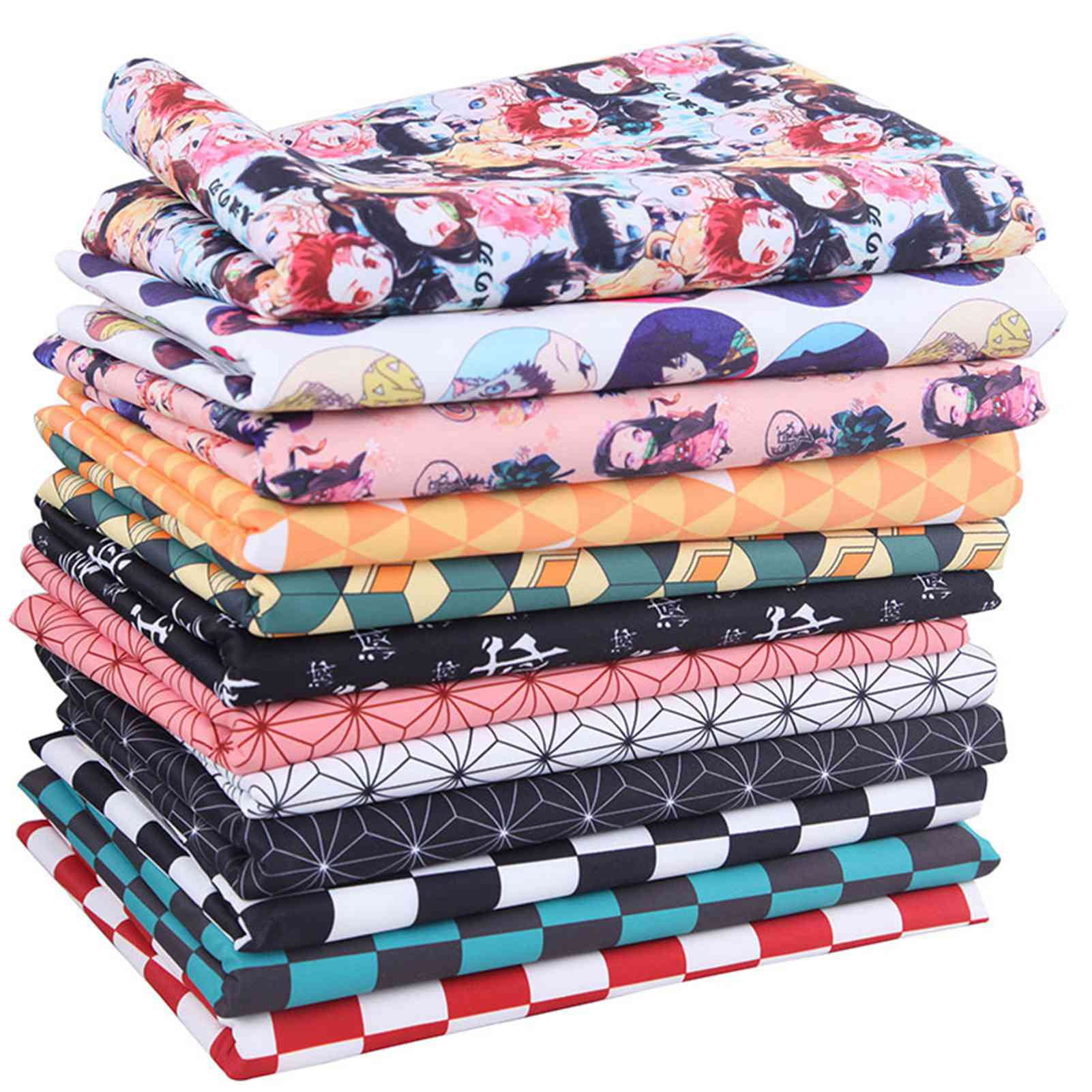 12pcs Fabric Cloth Demon Slayer Craft Fabric Quilting Fabric Different 