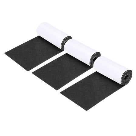 Uxcell 40x5 Inch Lamp Base Felt, 3Roll 3mm Thickness Rectangle Soft Adhesive Non-slip Anti-scratch Backed Felt, Black