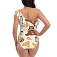 thumbnail image 5 of Gaeub Cute Bee Honey Jar Hive Bear Women's One Shoulder Ruffle Tummy Control Swimwear for Swimming Surfing Beach Party - XX-Large, 5 of 8