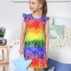 thumbnail image 4 of Fotbe Colorful Tie Dye Vestido de Dormir para Niñas de 3 a 10 Años, Mangas Cortas, Estilo Princesa, Pijama Camisón con Mangas Voladas-Small, 4 of 6