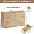 thumbnail image 2 of 6 Drawer Dresser for Bedroom, 48" Width Fluted Wood Chest of Drawer with Golden Embedded Handles for Living Room, Natural Oak, 2 of 9