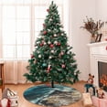 thumbnail image 7 of Lsque Blue Ocean Waves Print Christmas Tree Skirt, Tree Skirt with Ties or Velcro, Perfect for Holiday Decorations, Halloween, and New Year-30", 7 of 7