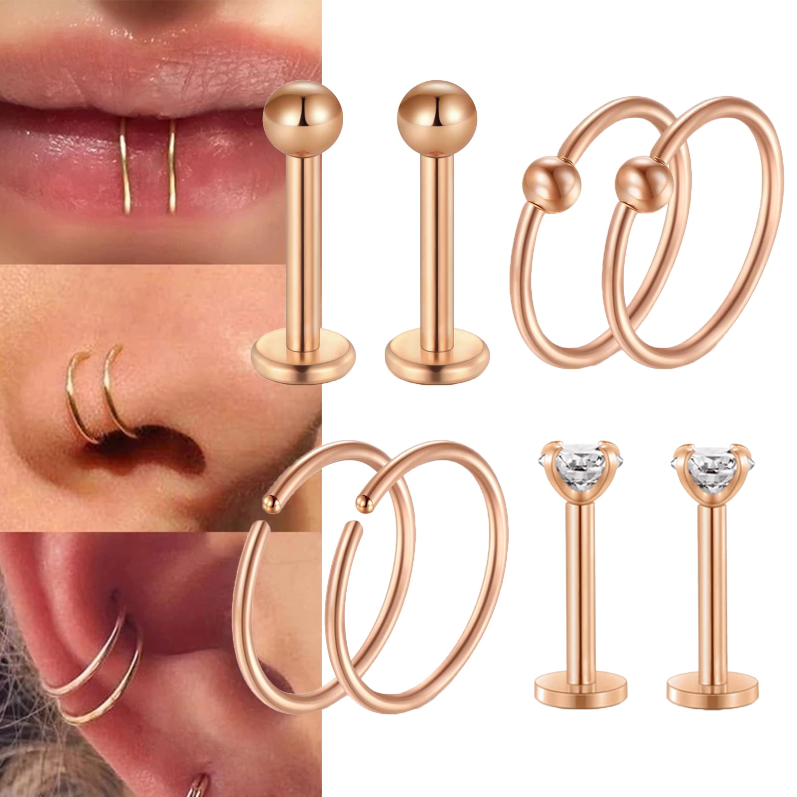 Buy 24 Gauge Pink Gold Nose Ring, 14K Rose Gold Filled Discreet Nose Hoop  Online in India - Etsy