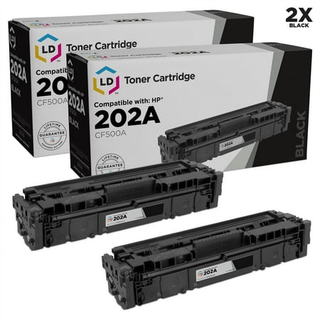 LD Compatible Replacement for HP 202A / CF500A Pack of 2 Black Toner Cartridges for use in Color LaserJet M254dw & M281dw