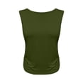 thumbnail image 4 of Women's Workout Tank Tops Lightweight Sleeveless Athletic Tops Drawstring Side Ruched Yoga Running Shirts Army Green S, 4 of 6