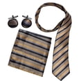 thumbnail image 1 of Peach Couture Men's Silk Feel Necktie Cufflinks Pocket Square Handkerchief Set, 1 of 1