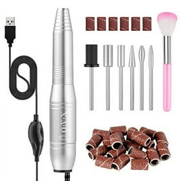 20000RPM USB Portable Nail Drill Electric Nail File Set Professional Manicure Pedicure Polishing Shape Tools with Sanding Bands Nail Drill Bits and Cleaning Brush for Acrylic Gel Nails Charcoal Gray W...