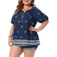 thumbnail image 2 of DARING DIVA Women's Plus Summer Top V Neck Short Sleeve Blouses 2X Navy Blue, 2 of 6