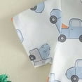 thumbnail image 4 of Baby Boys Summer Outfit Set Carrot Truck Print Button-Down Shirt with Suspenders and Shorts Set for Easter, 4 of 6