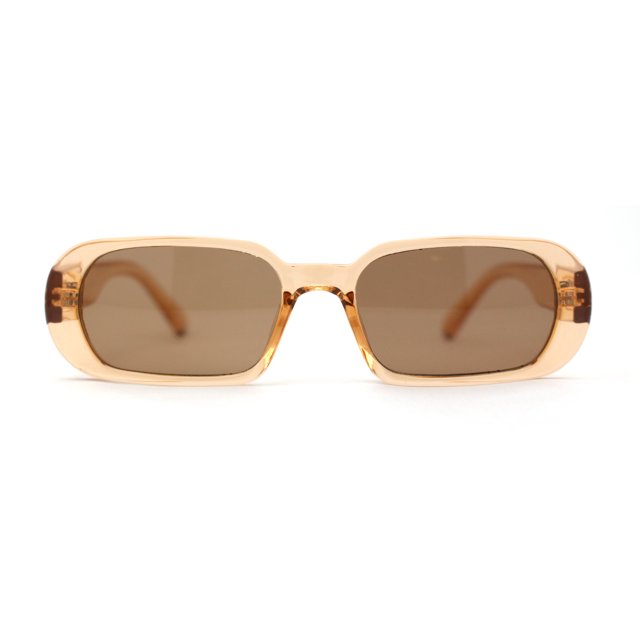 Womens Mod Oval Retro Narrow Rectangle Plastic Sunglasses Beige Brown
