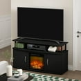 thumbnail image 2 of Furinno Jensen Living Room Fireplace Entertainment Center with Doors Storage Cabinet for TV up to 55 Inch, Americano/Black, 2 of 8