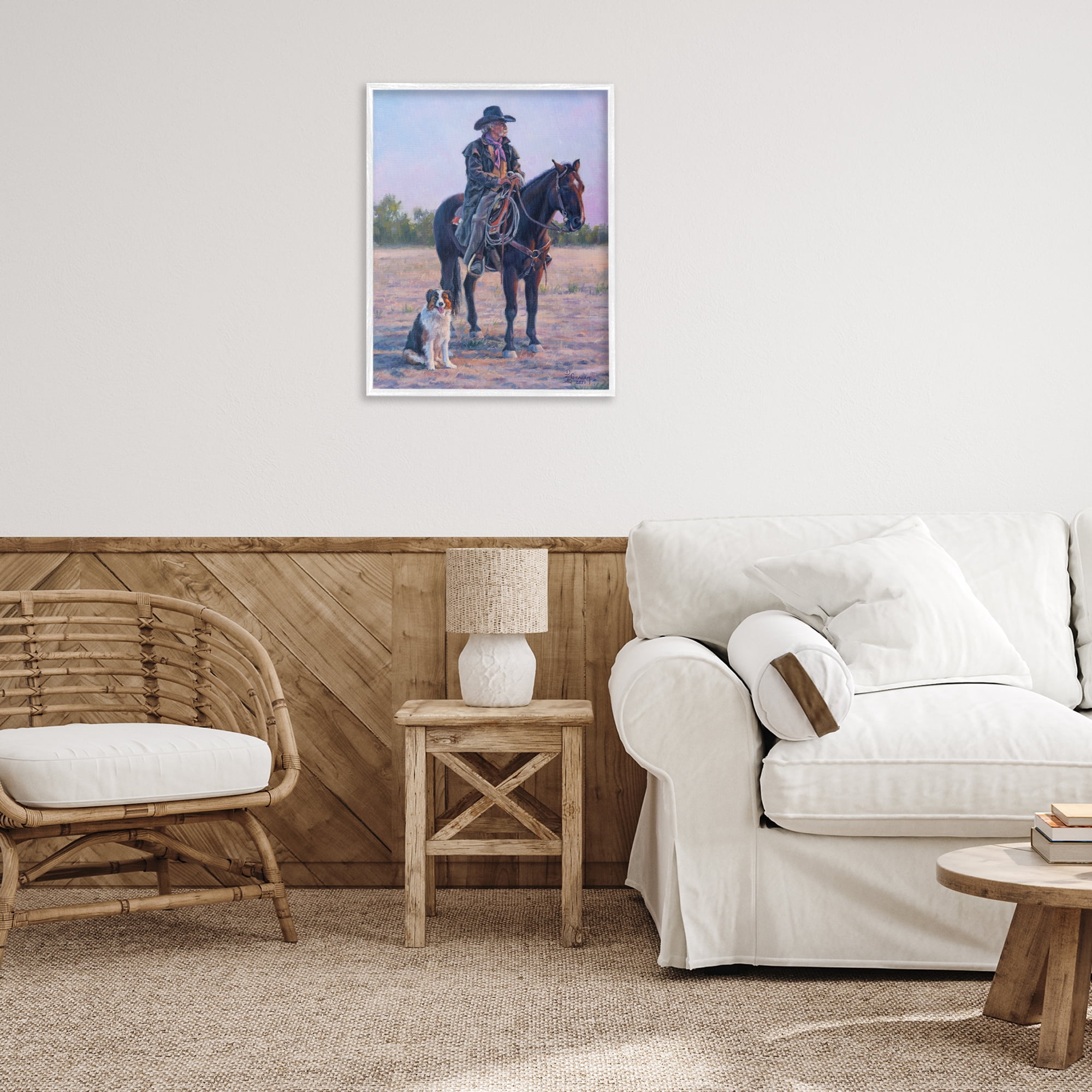 Stupell Industries Old Timers Cowboy Animals & Insects Painting White Framed Art Print Wall Art, 24 x 30