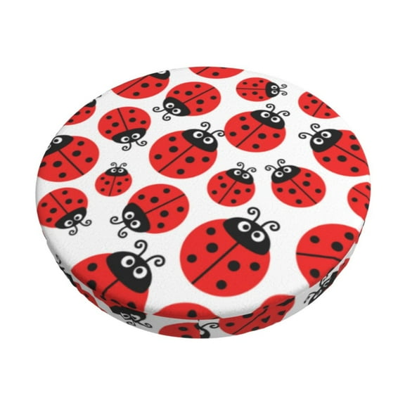Fuzoiu Cartoon Ladybug Print Bar Stool Cushions, Super Breathable Round Bar Stool Covers,Seat Cushion Round- One Cushion Only-12 inch