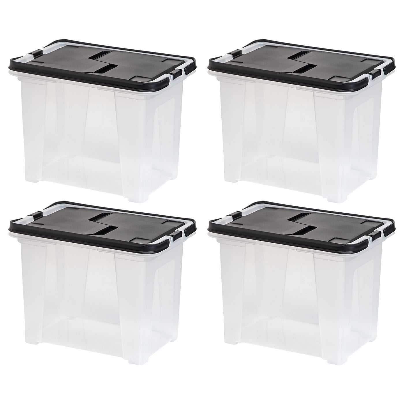 Plastic Office Storage Portable Legal File-Box with Organizer-Lid IRIS USA Inc Black 