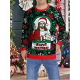 thumbnail image 4 of Sudadera navideña de gran tamaño para hombre y mujer, de poliéster, con cuello redondo, estampado navideño, manga farol, 2024, 4 of 5