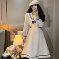 thumbnail image 3 of White dress for women spring and autumn sweet first love college style age-reducing slimming skirt-OffWhite-XXXL, 3 of 4