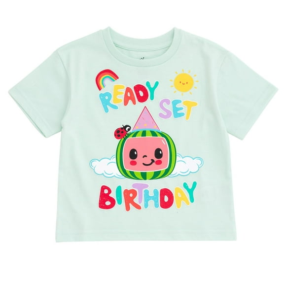 Camiseta CocoMelon Birthday para bebés varones de 12 meses, color verde pálido