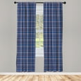 thumbnail image 2 of Ambesonne Orange Plaid Curtains, Dash Line Classic Art, Pair of 28"x63", Dark Sky Blue and Peach, 2 of 4